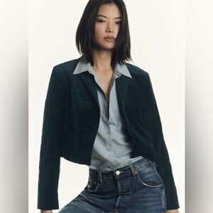 ✨ Maeve Velvet Crop Tux Blazer – NWT – Size Small ✨